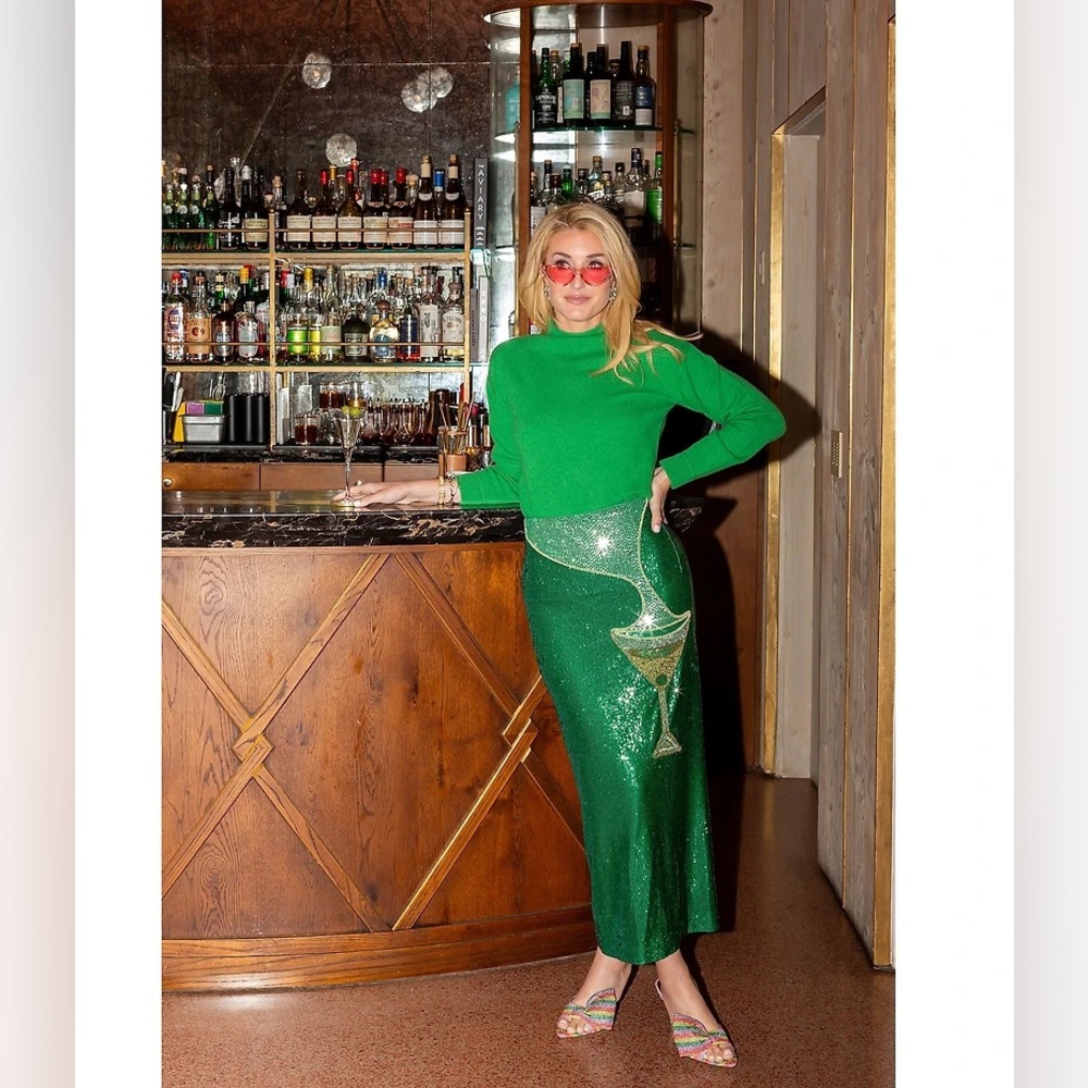 Antonio Melani x The Nat Note Naomi Embellished Martini Sequin Pencil Midi Skirt - Picture 5 of 9